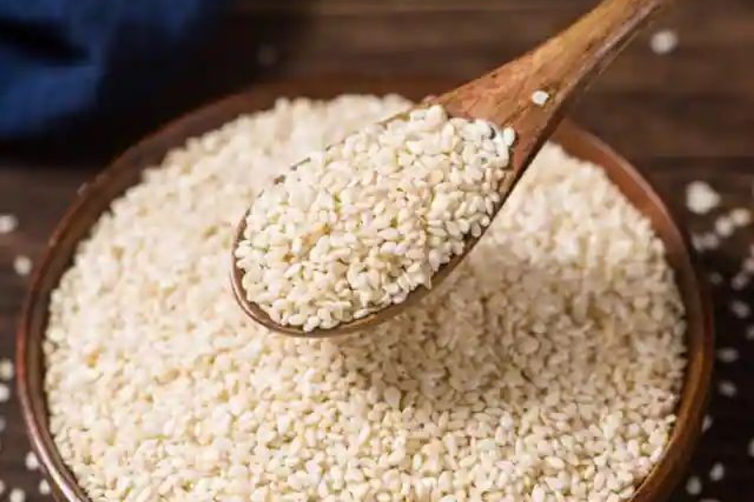 Artisanal ancient grains and millets in wooden bowl