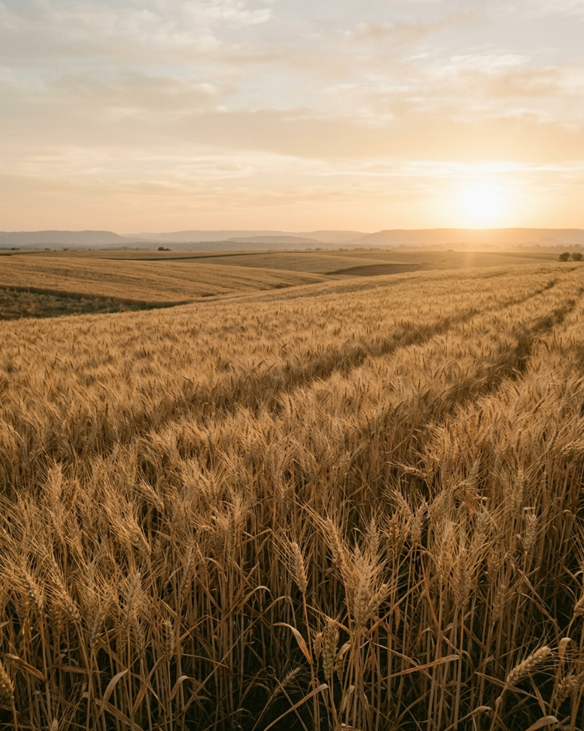 Expansive fields at golden hour in central India